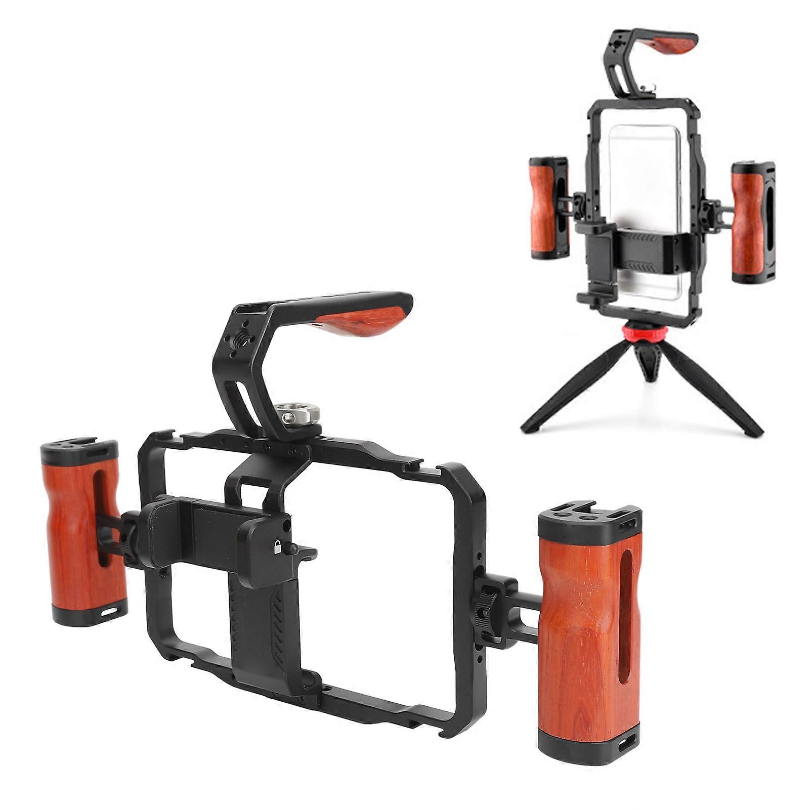 Universal Phone Video Stabilizer Rig 55-80mm Dual Handle Non-Slip