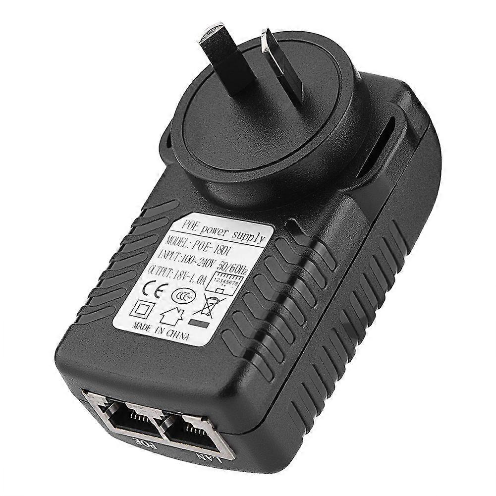 Wall Plug POE Injector Ethernet Adapter IP Phone/Camera Power Supply 100-240V AU 18V 1A