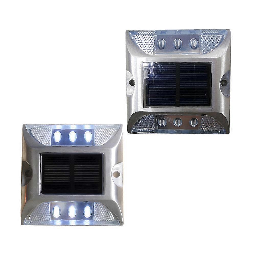 Led Road Reflector Solar Ground Lights For Outdoor Pathway Lighting Silver Round 1Pcs