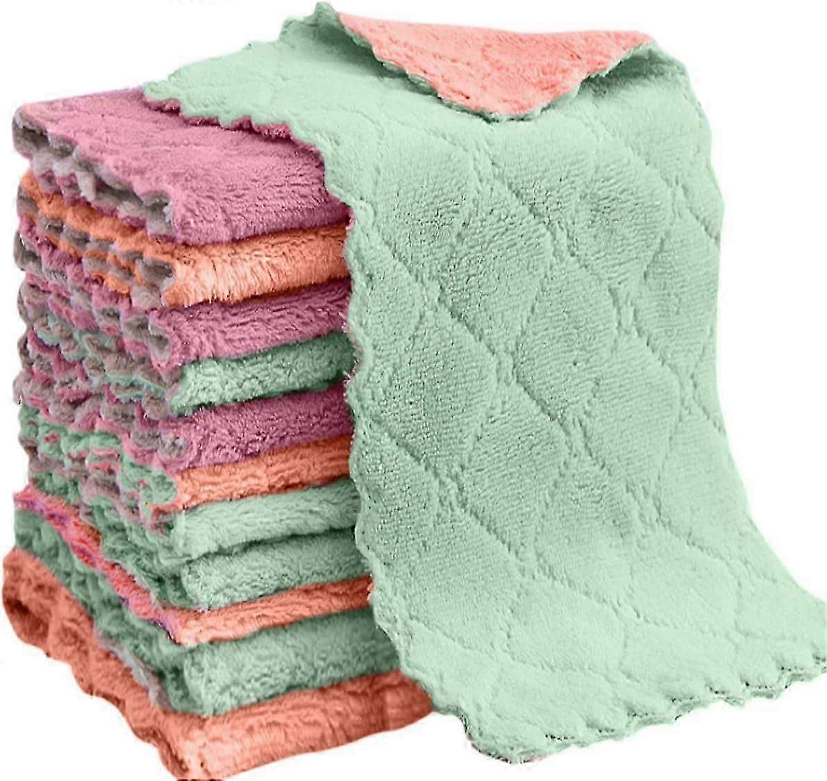 Wekity Microfiber Cleaning Cloth, 12-Pack 6"x10"Dish Towel, for All-Purpose, Assorted Colors, Strong Absorption Water and Remove Oil and Dust Ki