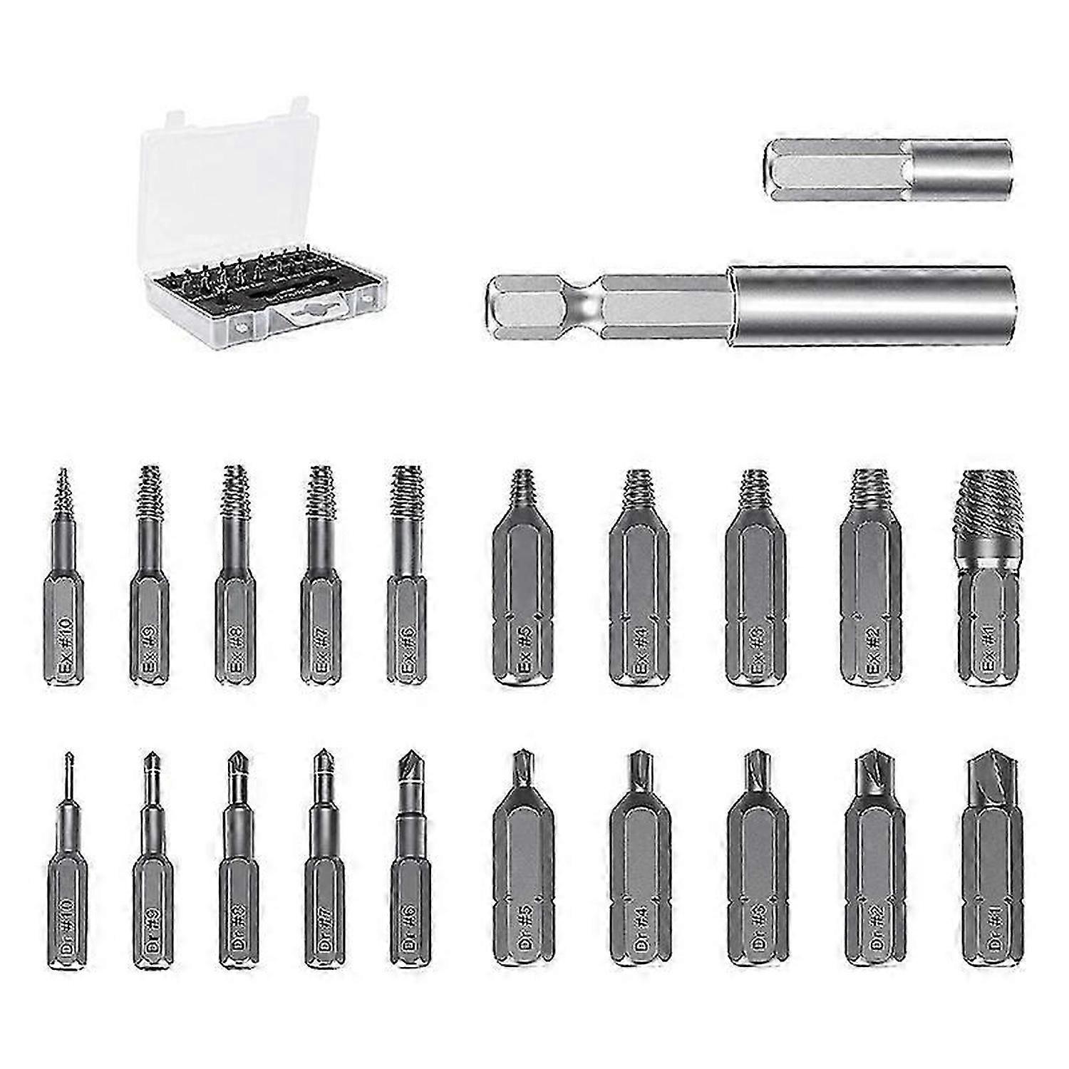 22 Piece Screw Extractor Kit Made Of S.S. 4341
