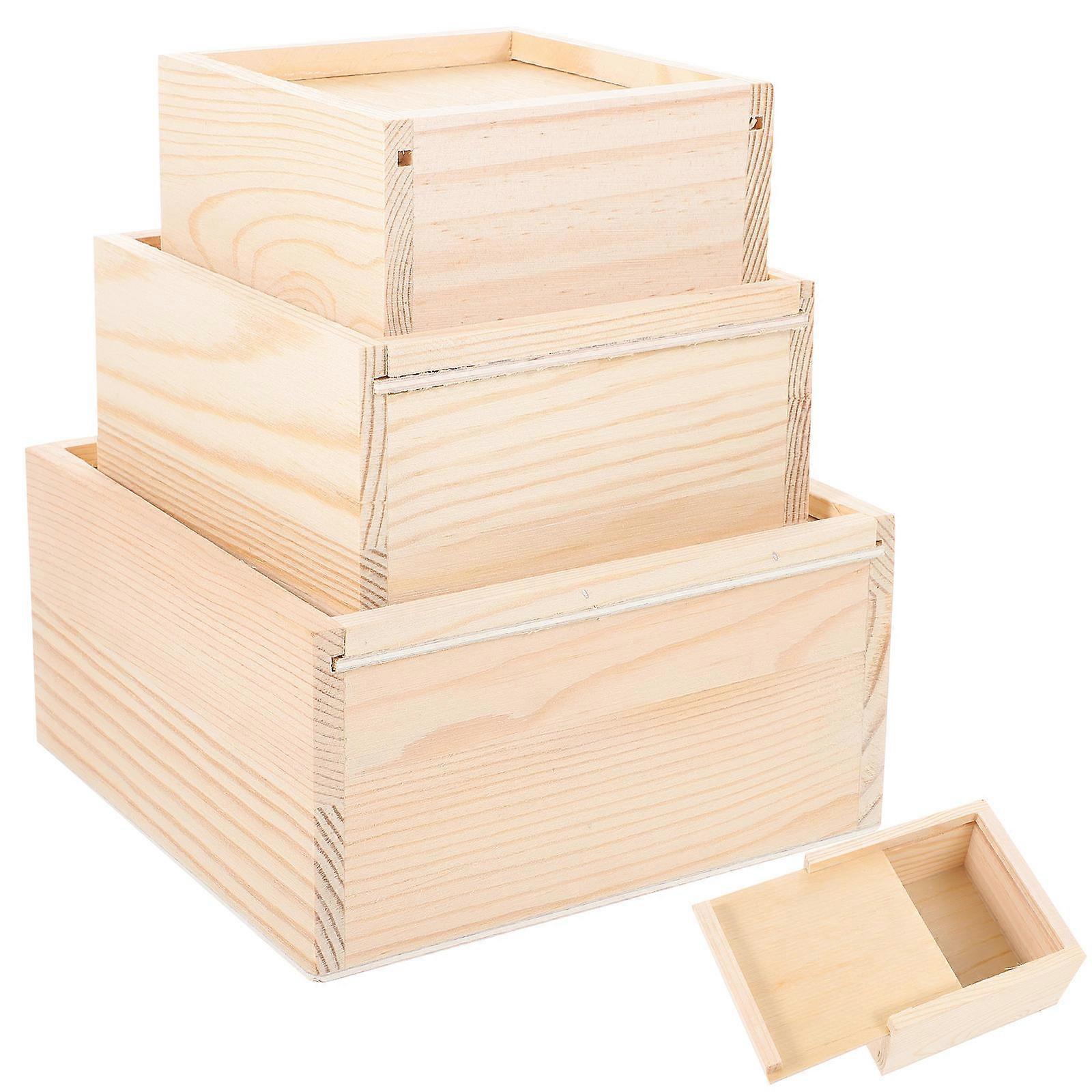 Wooden Tool Box Sliding Lid for Storage Use 12Pcs Collection