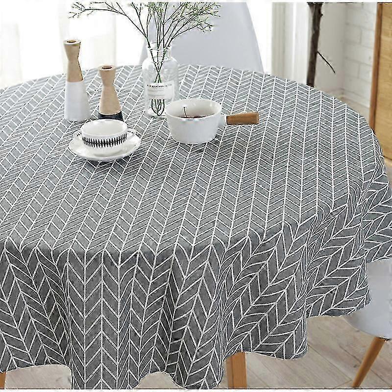 59-inch 150cm Diameter Polyester-cotton Round Tablecloth, Available In Three Styles