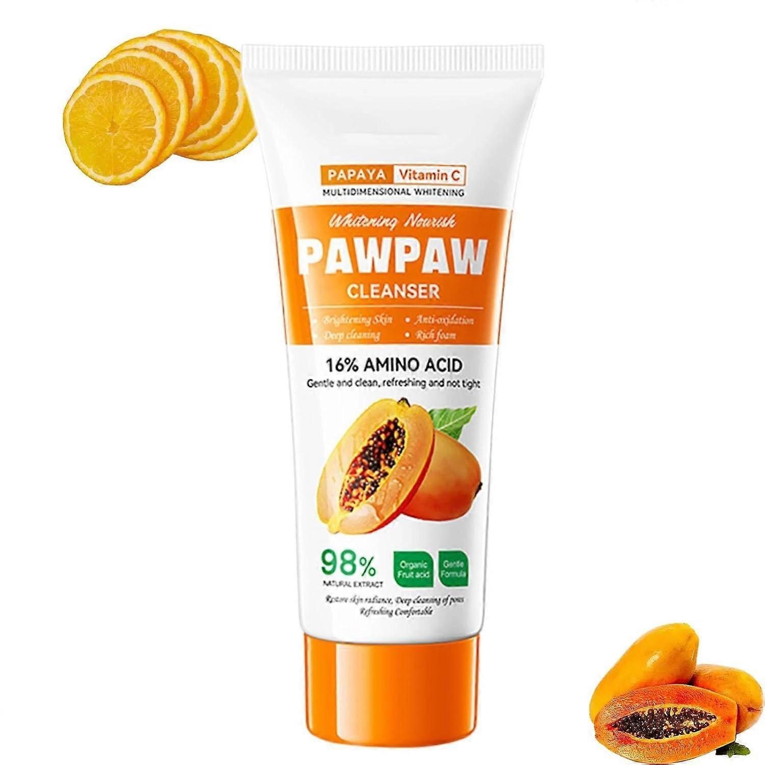 Papaya Vitamin C Cleanser, Papaya Facial Cleanser for a Radiant Look, Pore Deep Cleansing Foam, Balances Skin, Gentle Facial Cleanser for Men and Wome