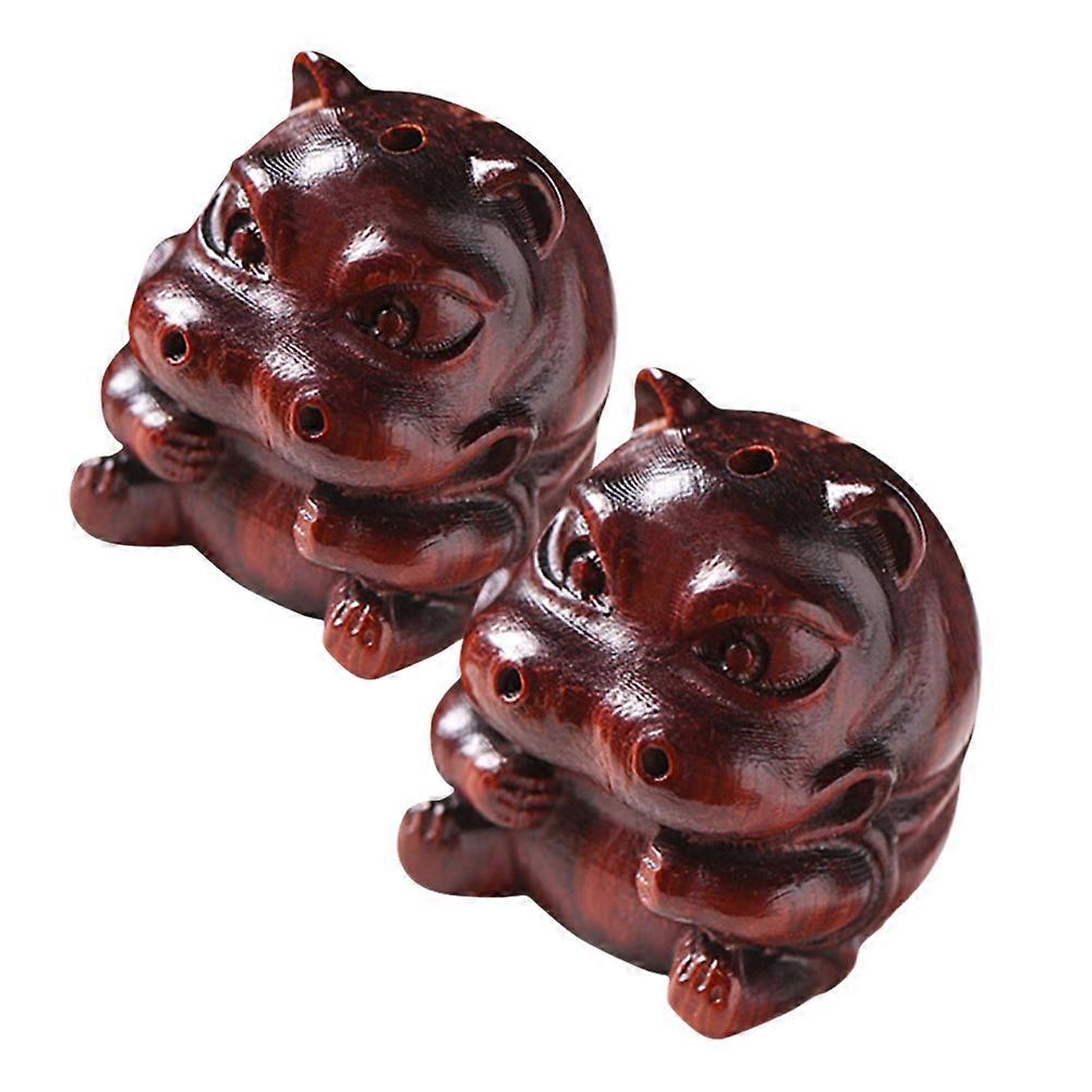 Hippo Charms Wooden Hippo Figure for Crafts 4Pcs Set of Keychain Ornaments