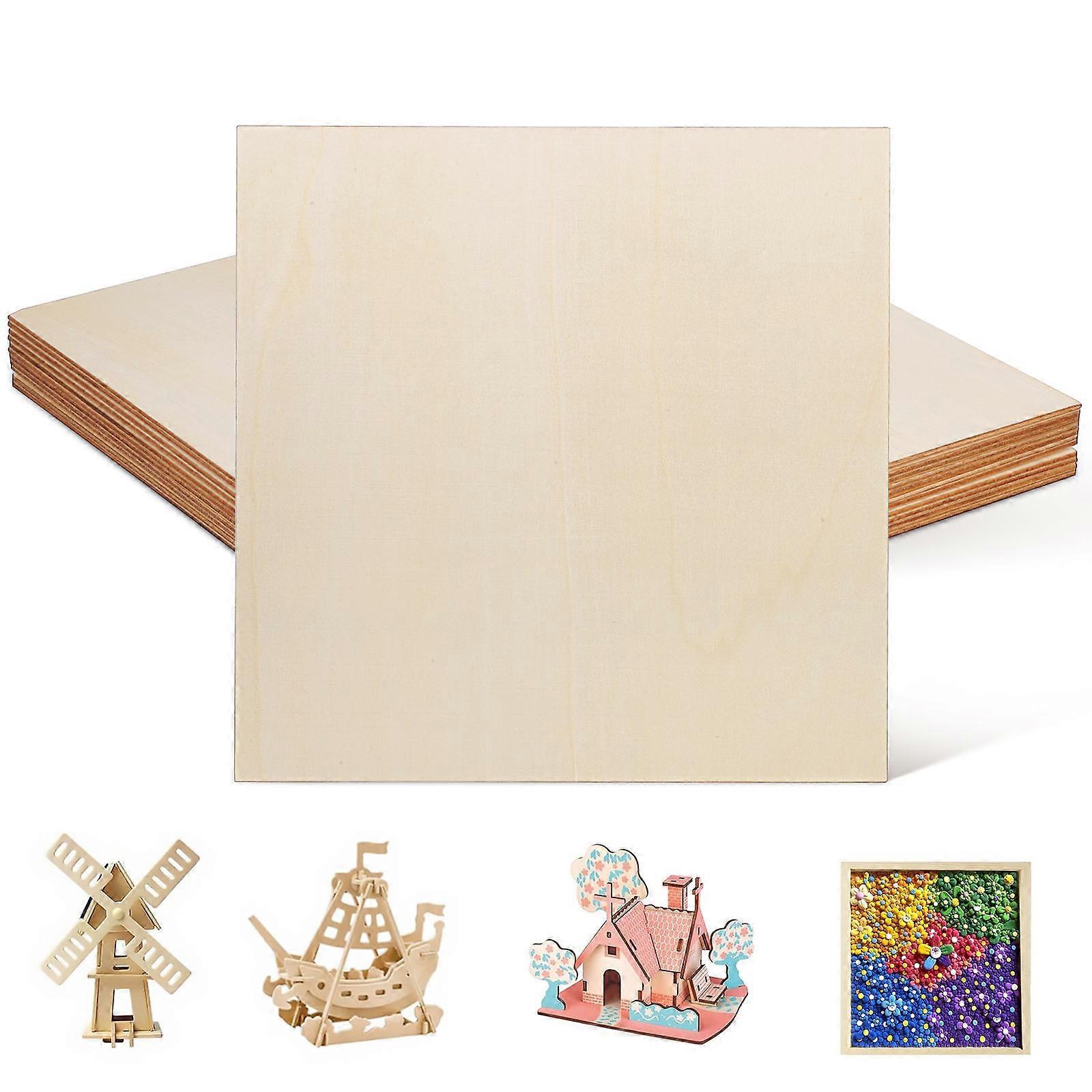 Wood Cutting Board for Crafts Square Wood Pieces for Engraving 12Pcs Beige