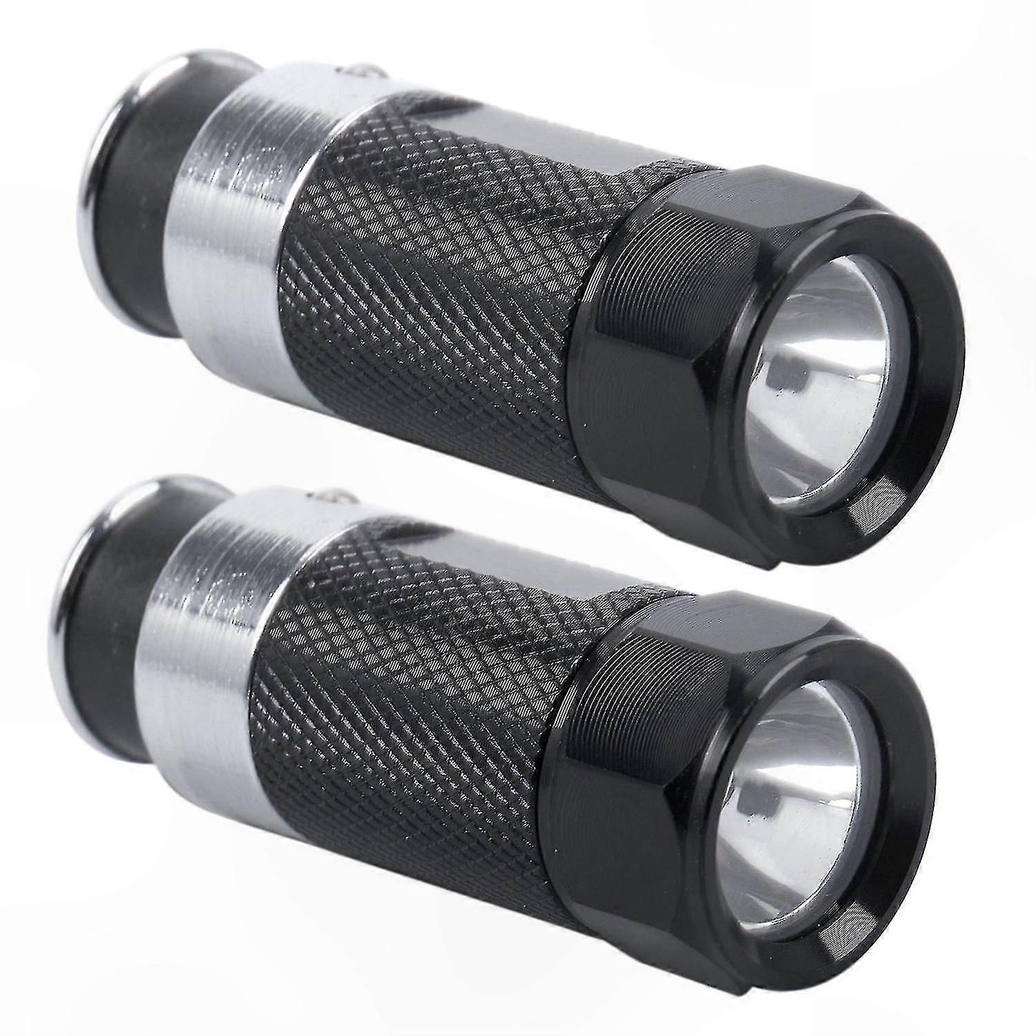 2-Pack Portable LED Flashlights with Car Cigarette Lighter Adapter Rechargeable Mini Flashlight Set