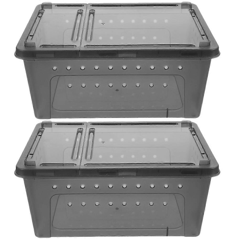 Reptile Box 6 Pcs Grey Feeding Container Designed For Small Pets Geckos And Reptiles Observation