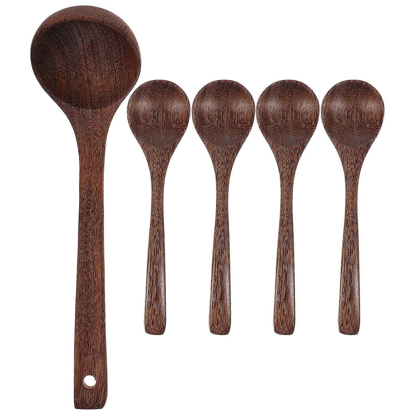 Wooden Stirring Spoon 25Pcs Multi-Use Soup Spoon Brown Set