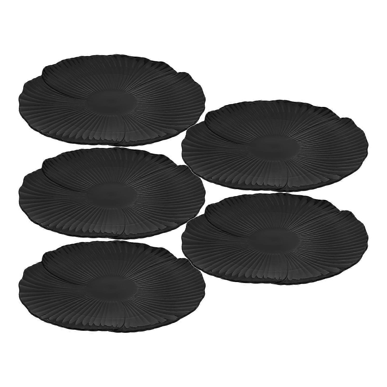 Black Plate Set Petal-Shaped Dinnerware for Serving 10Pcs At Home