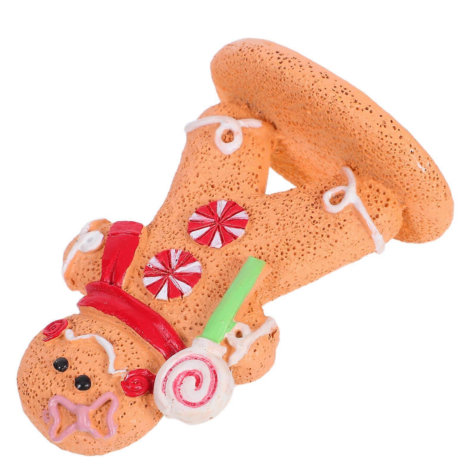 Gingerbread Man Table Figurine Resin Decor for Christmas 2Pcs Ornaments