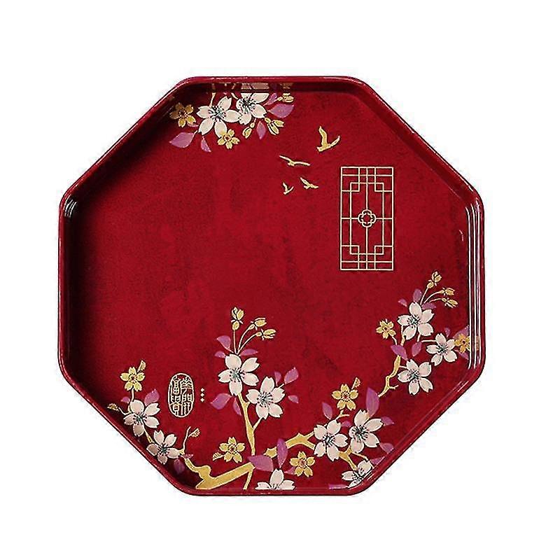 2025 Tea Tray Chinese Style Washable Melamine Flower Pattern Table Serving Tray for Kitchen