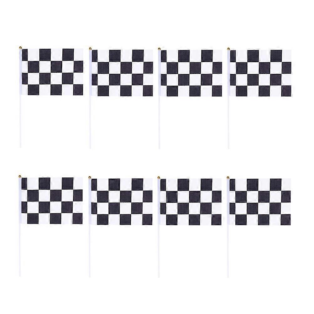 Waving Flag Black and White Grid Handheld Flag for Racing 24Pcs