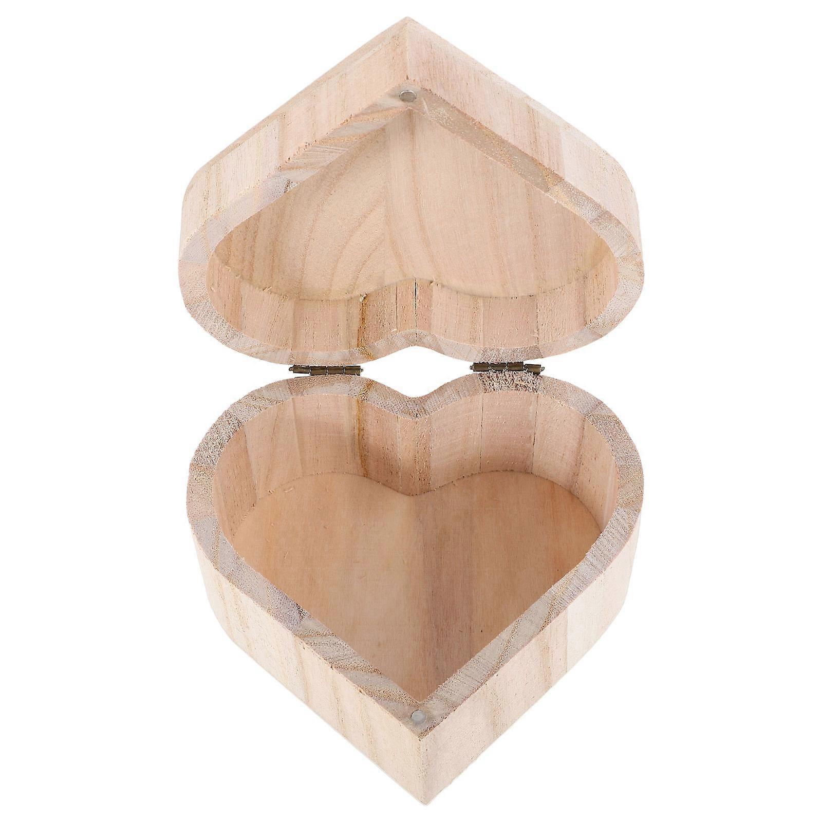Beige Wooden Heart Storage Box for DIY Small Items