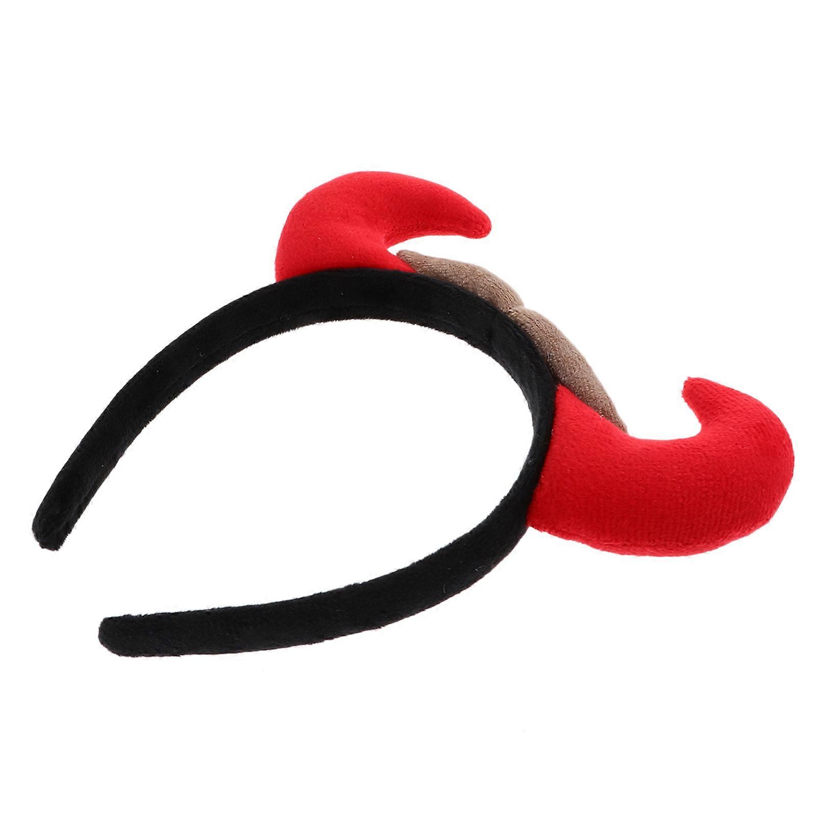 Red Horns Halloween Headpiece for 2Pcs Cloth Headbands