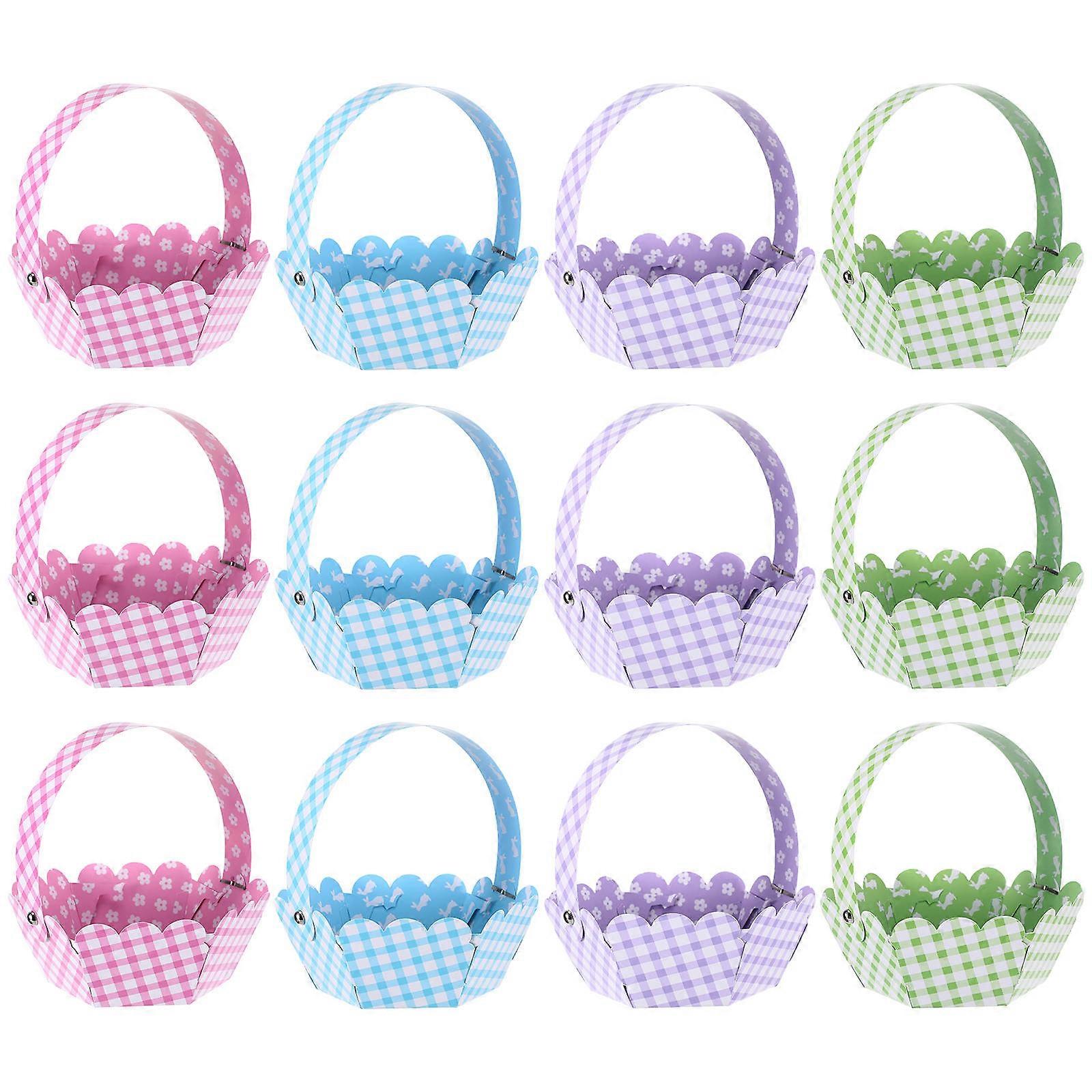 Easter Theme Baskets Paper DIY Egg Storage for Easter Use 48Pcs