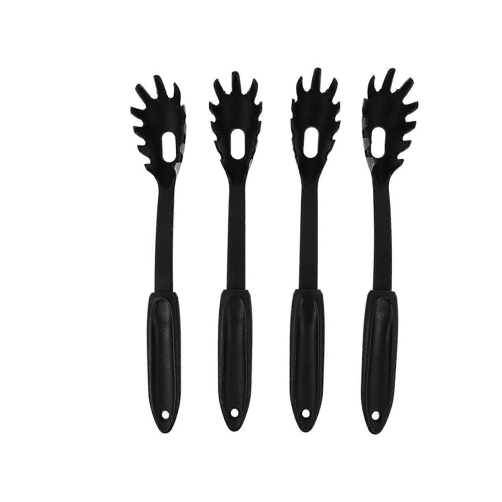 Spoon For Cooking Nylon Kitchenware Spaghetti Scoop Utensil Home Use Black 4Pcs
