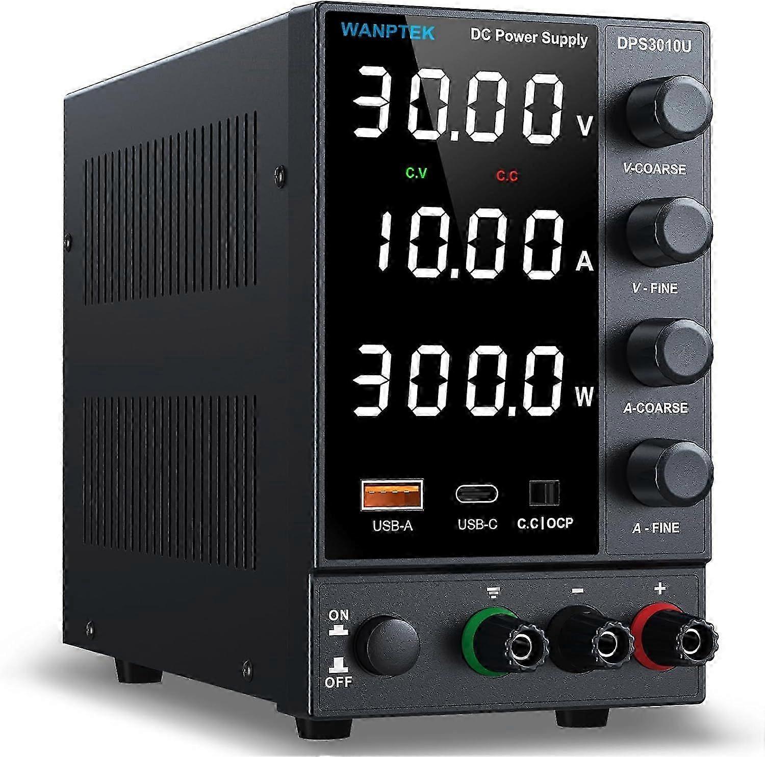 DC Power Supply Variable 0-30V 0-10A, Adjustable Switching Regulated Bench Power
