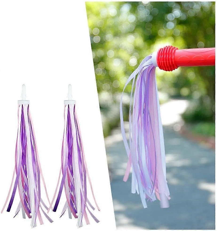 Pair of Bike Handlebar Tapes, Bike Handlebar Tapes with Tassels, Scooter Handlebar Tapes, Pink and Purple.