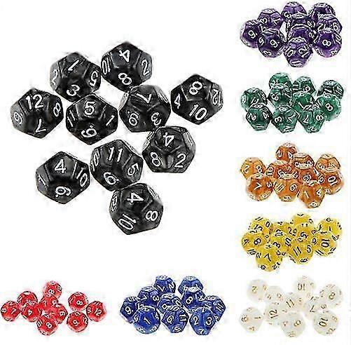 50pcs Number Dice 12-sided Dice Polyhedral Dice Random Color