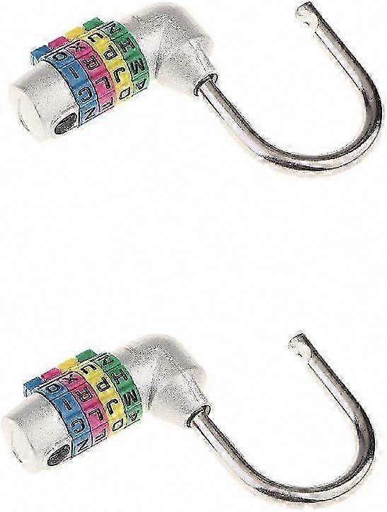 2025 New 2pcs 4 Letter Dial Combination Padlock with 4 Letter Code Password Lock - Silver