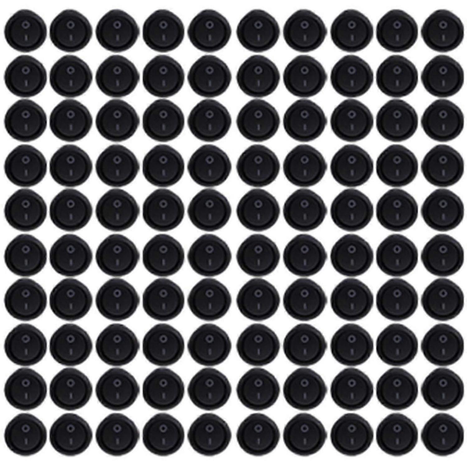 100PCS Round Rocker Power Switch 6A 250V AC 2Pin 2Position ON/Off