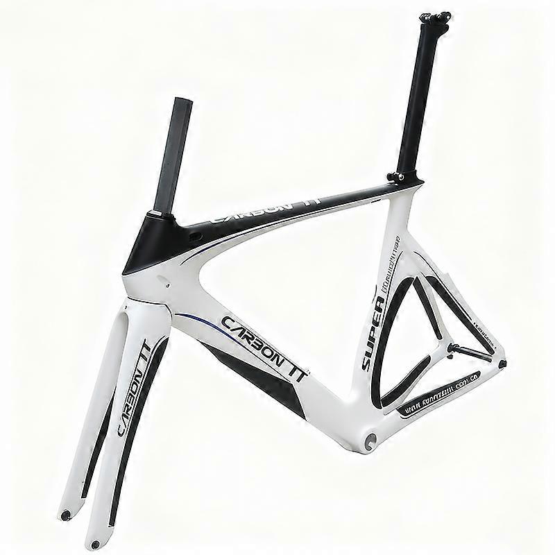 Professional White Carbon TT Bicycle Frame Road Time Trial Frameset 58cm