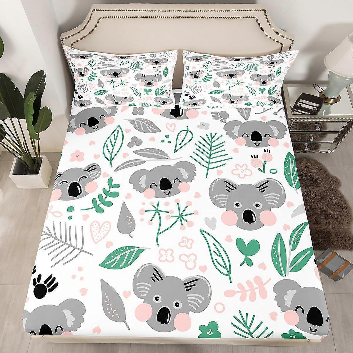 Fitted Sheet Twin Size Cartoon Bed Sheet Set For Kids, Lightweight Botanical Plant Print Bedding Multi 05 Twin