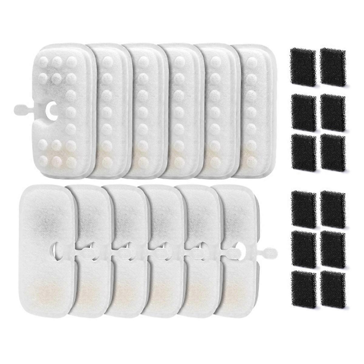 Cat Water Fountain Filter Replacement for Cat Water Fountain Replacement Filter with Pre-Filter Sponge 12+12
