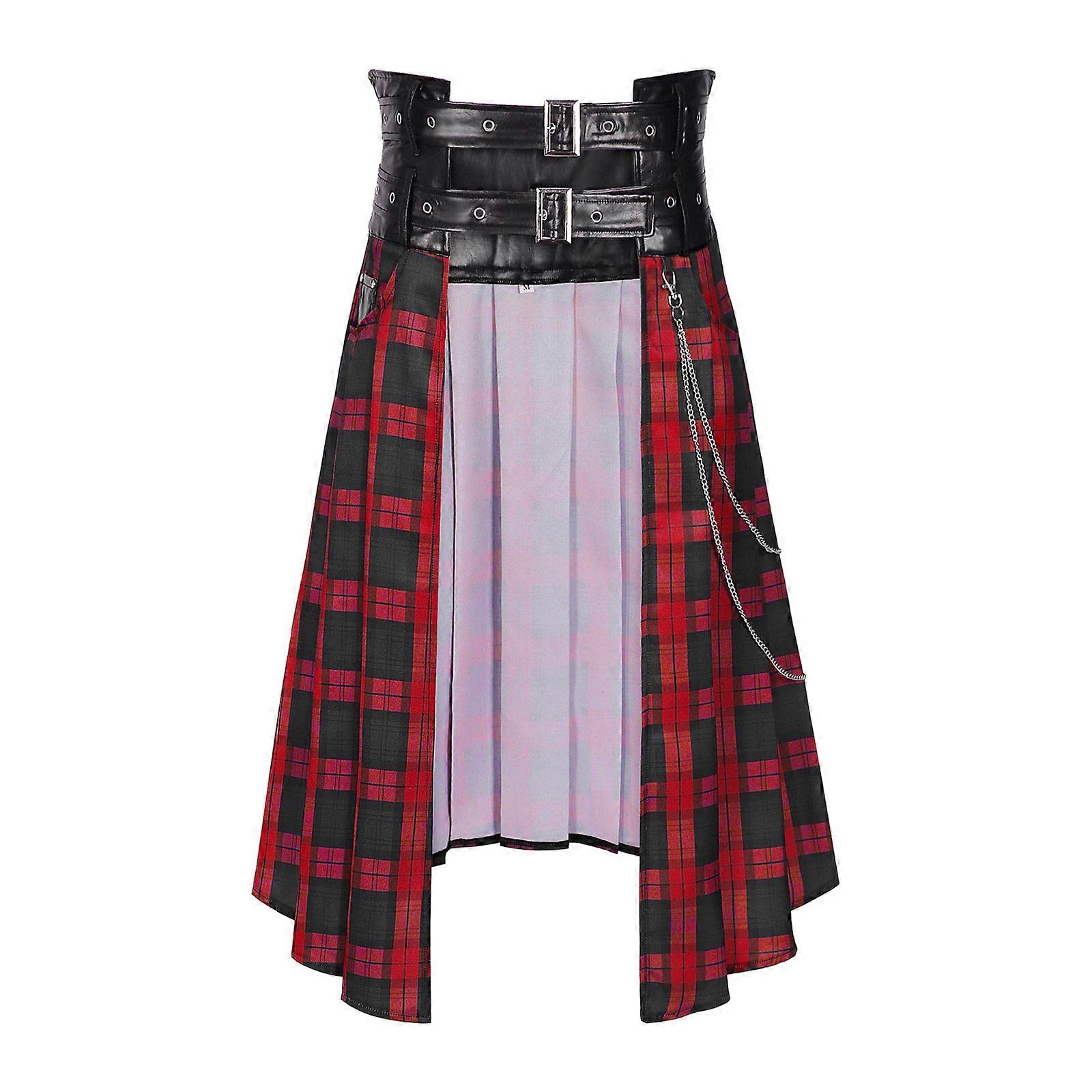 Felnőtt férfi punk mindennapi félszoknya gótikus bőr öves rakott szoknya állítható utcai viselet hiphop személyiség szoknya XL