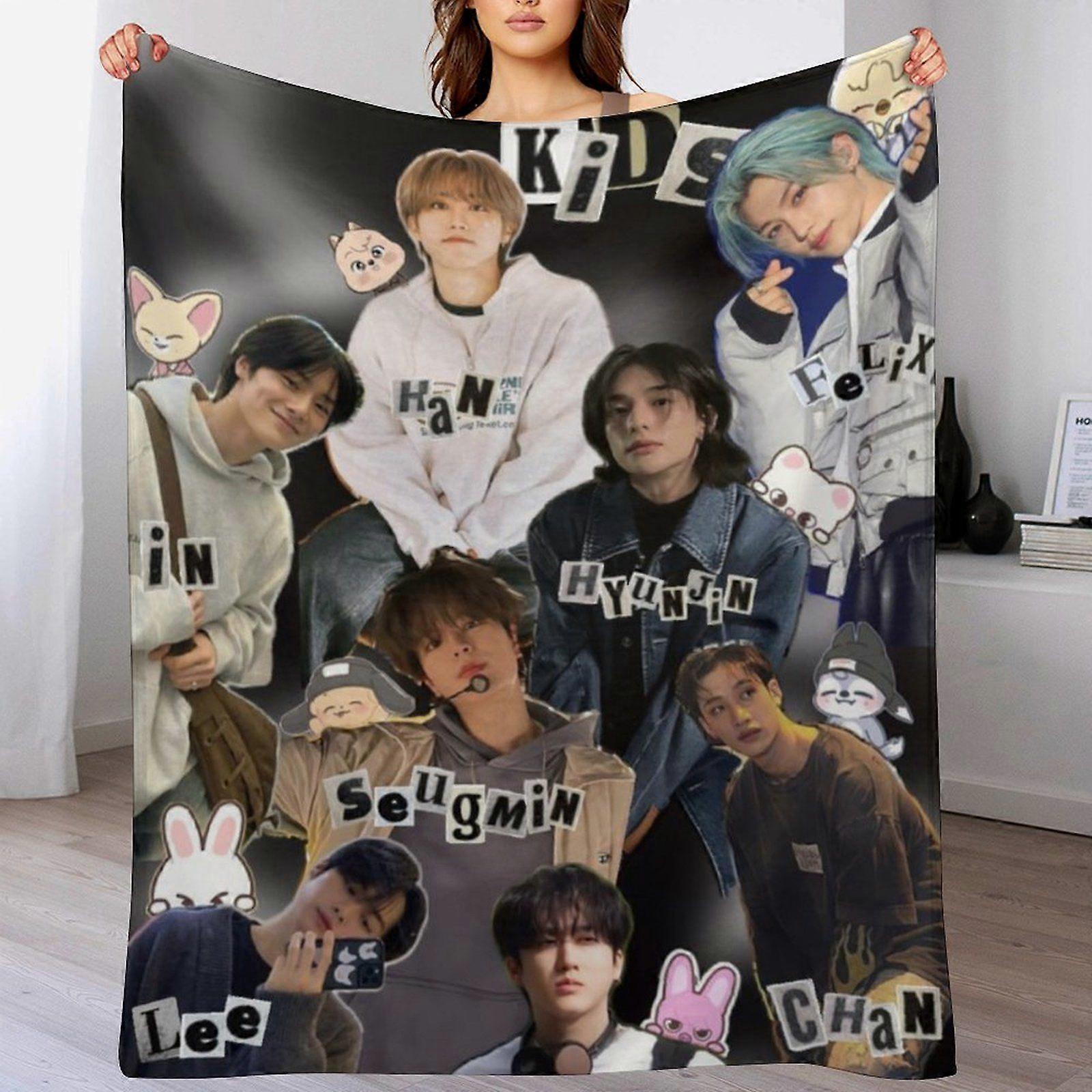 stray kids Breathable Foldable Blanket for Kids Travel Home No Shedding Lightweight Anti-Wrinkle Plush
