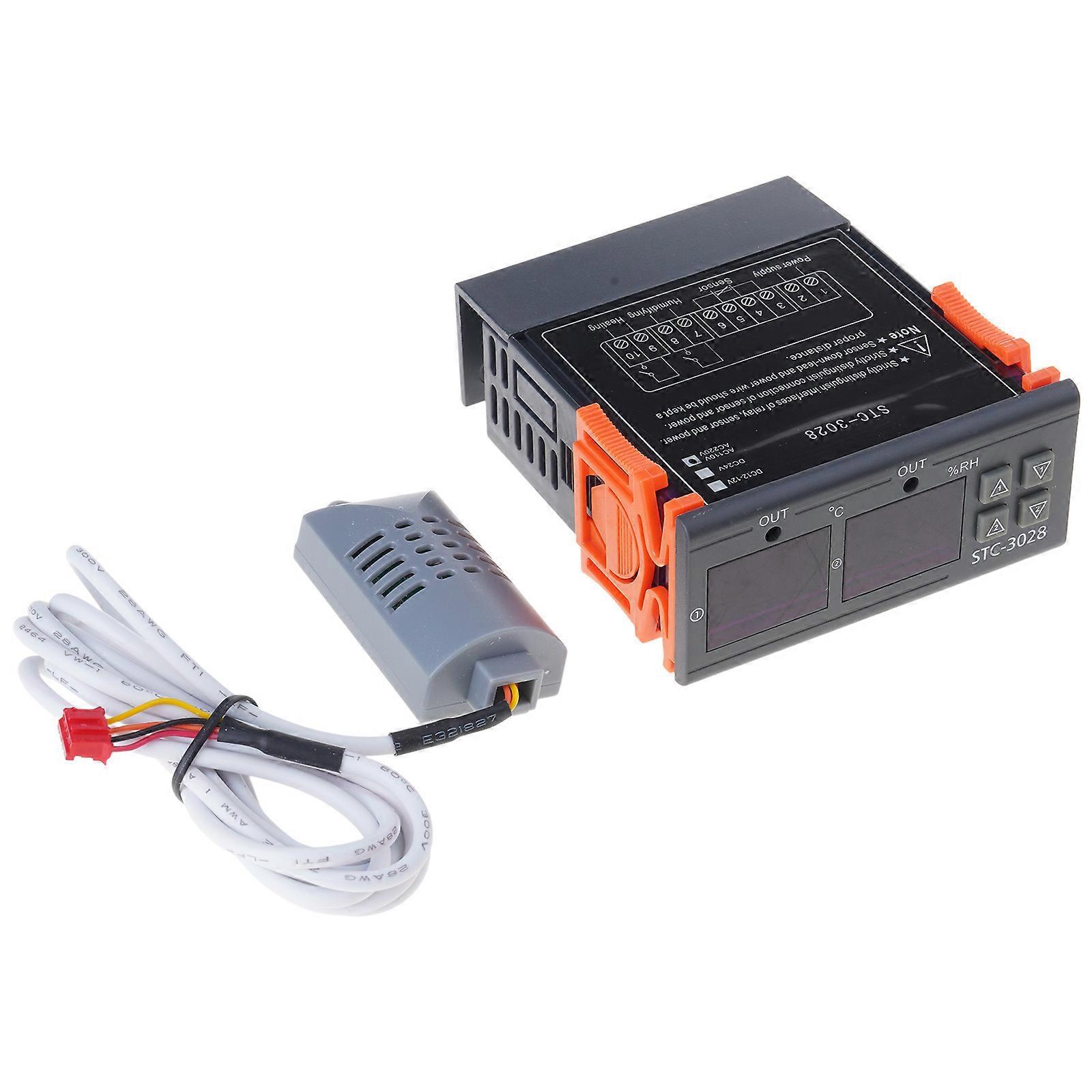 Dual Digital Thermostat Temperature Humidity Control STC-3028 Thermometer Hygrometer Incubator Controller AC 220V DC 24V Multicolor