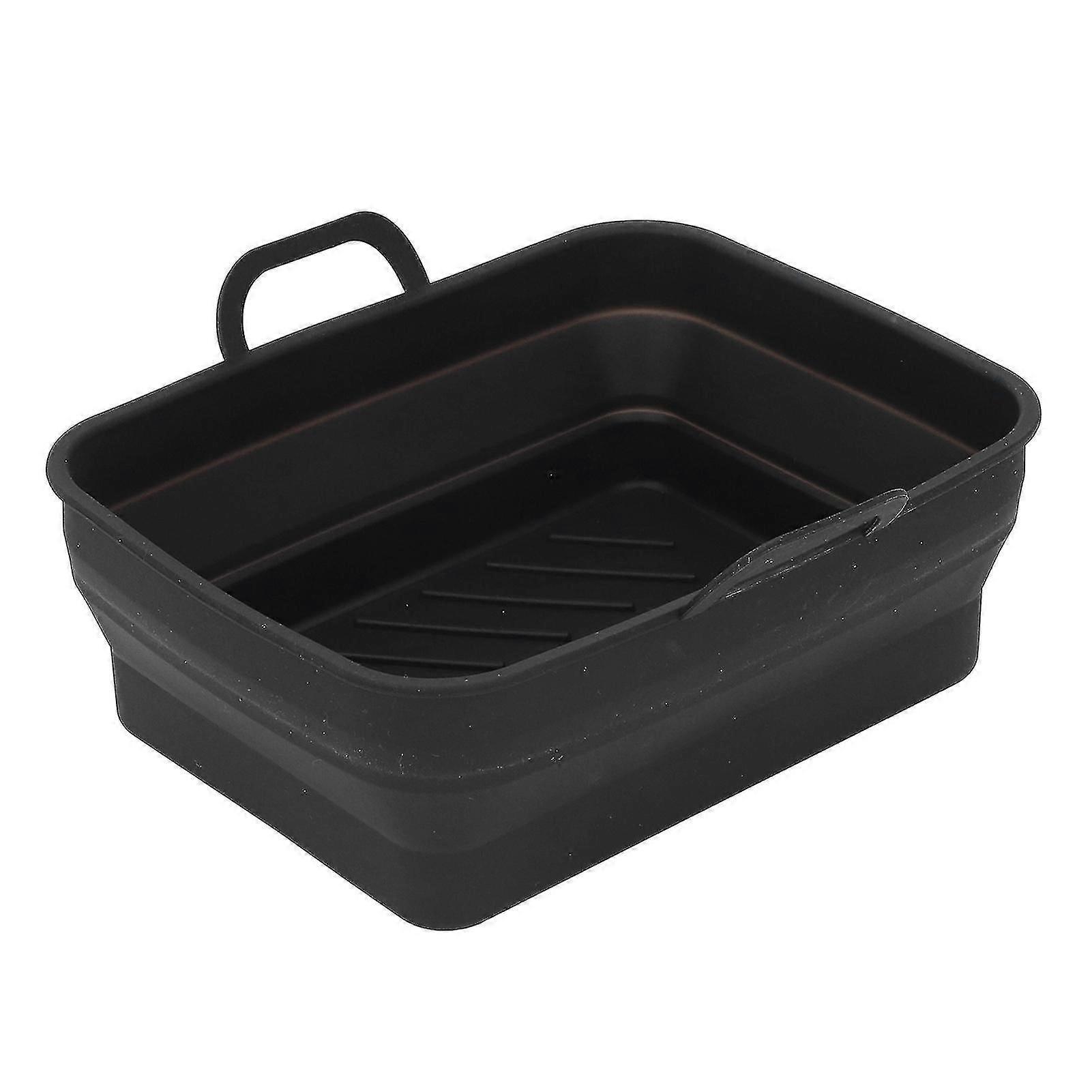 Black Rectangular Silicone Air Fryer Liner  Non-Stick Cooking Tray Replacement