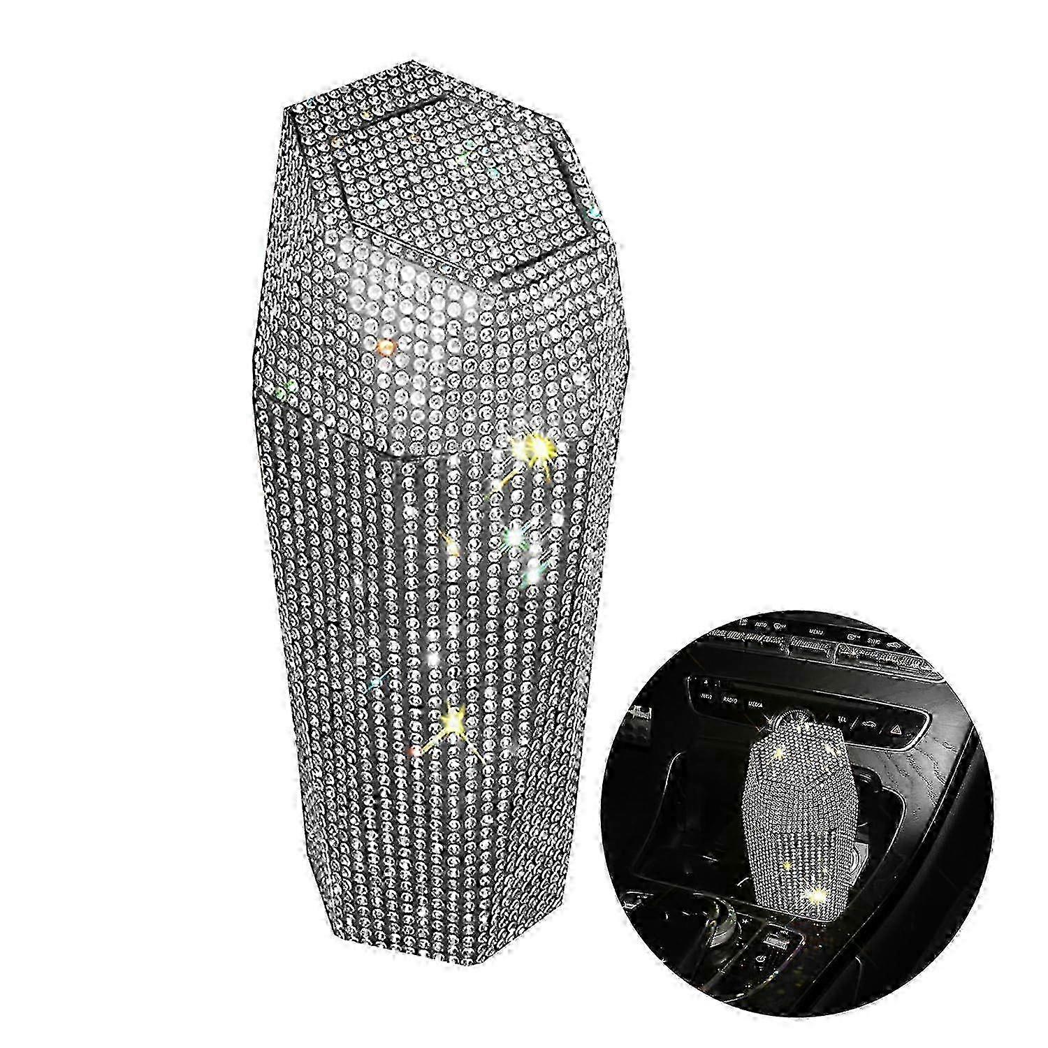 Shiny rhinestone car trash can with lid, glittering trash can, shiny diamond design