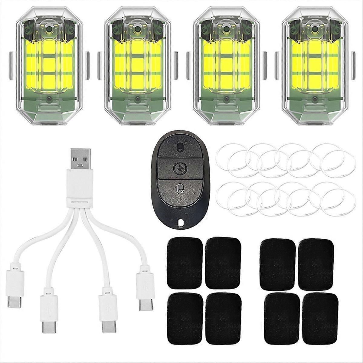 4pcs Aircraft Strobe Lamp Micro-USB Charging M3 Turn Signal Indicator