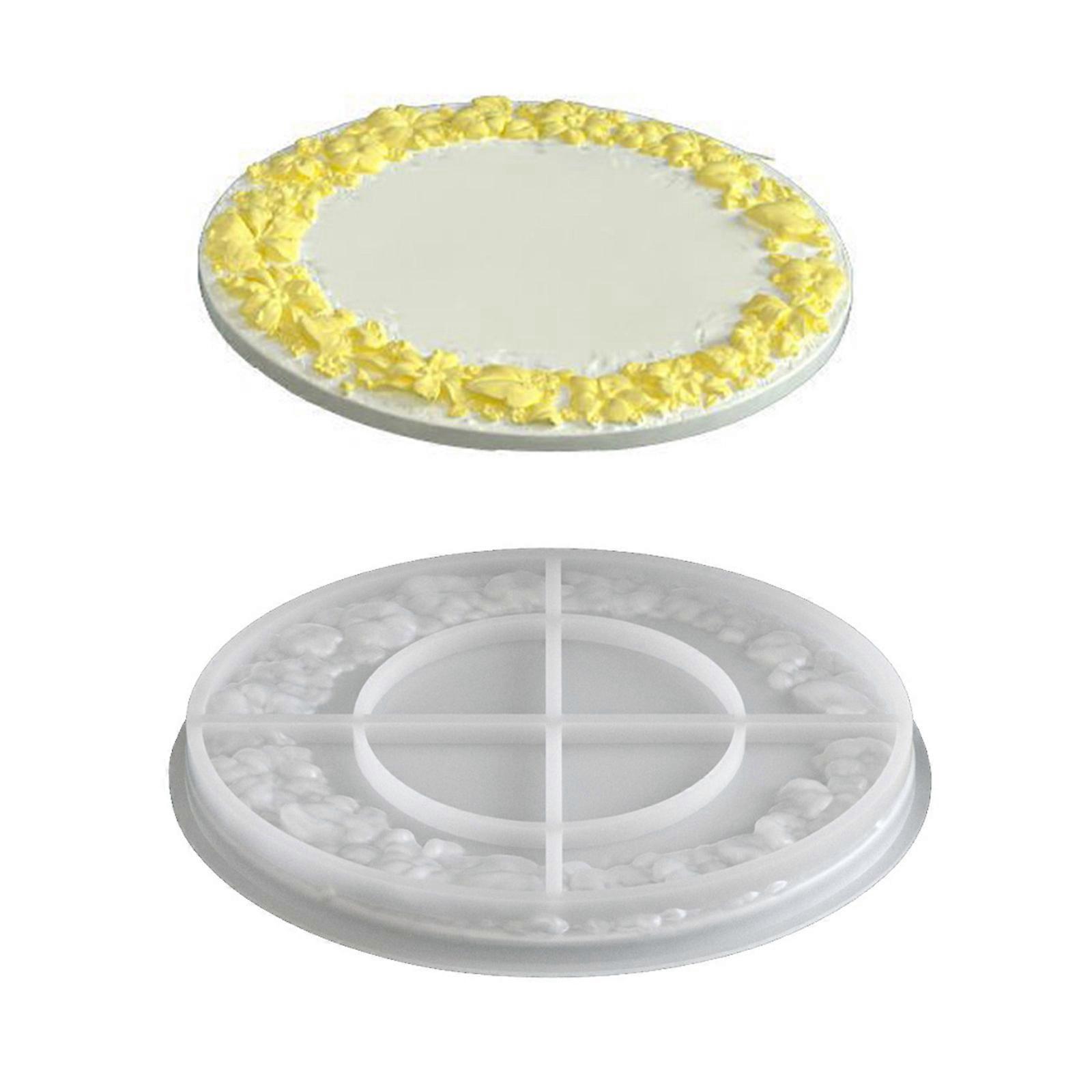 Circular Floral Design Flexible Silicone Crafting Mold For Handmade Resin Trays And Decorative Containers Multicolor
