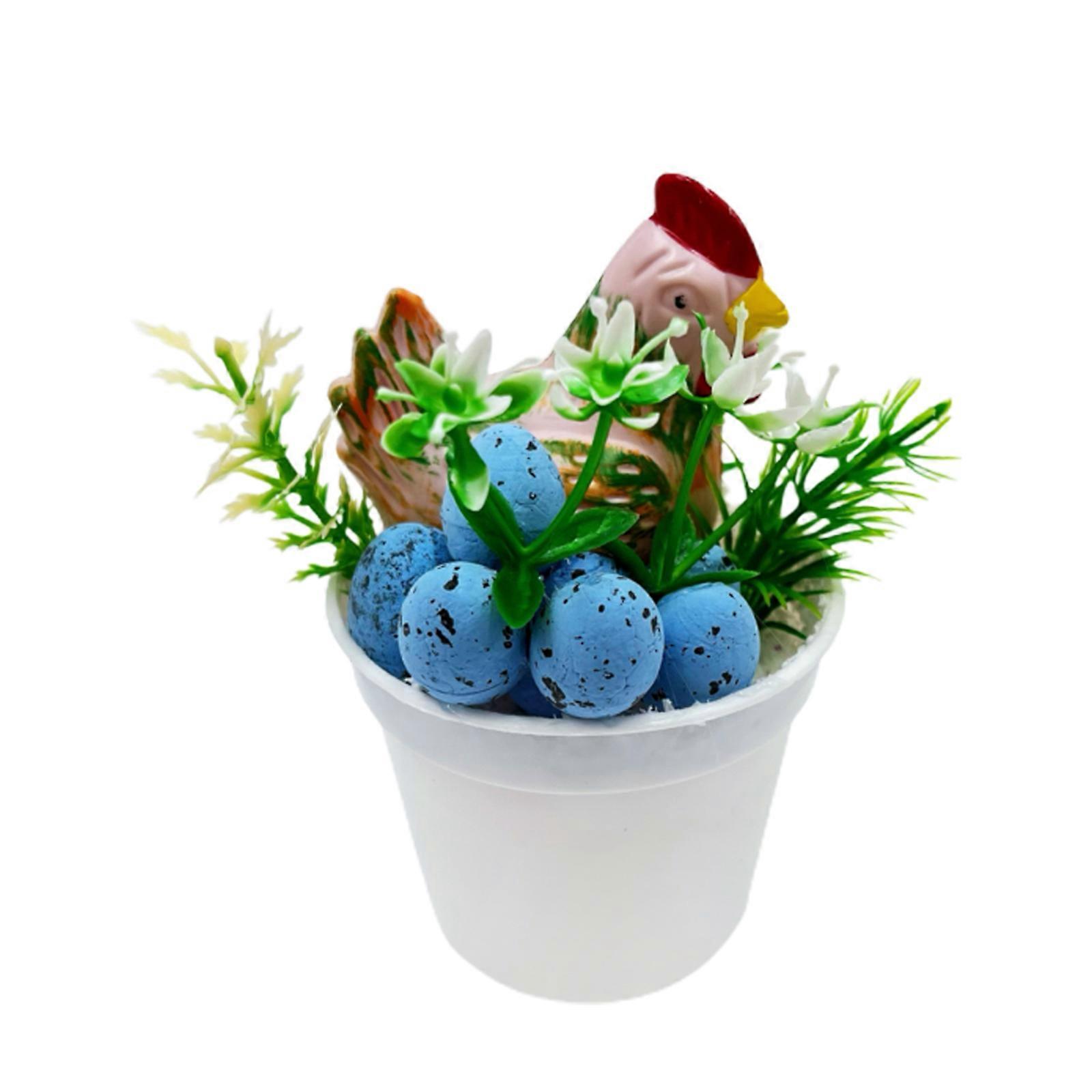 Yinkuu Easter Decoration Creative Potted Easter Egg with Chichen Mini 4.3*2.8in Spring Home Decor