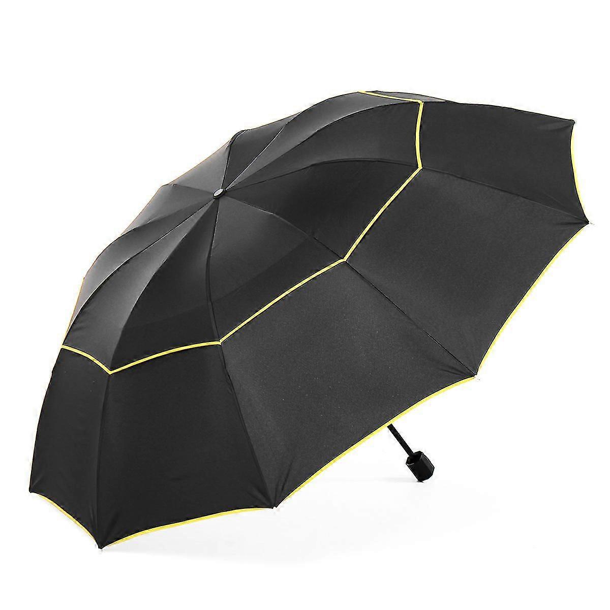 62'' Large Double Rain Sunny Golf Windbuster Three Folding Umbre Set