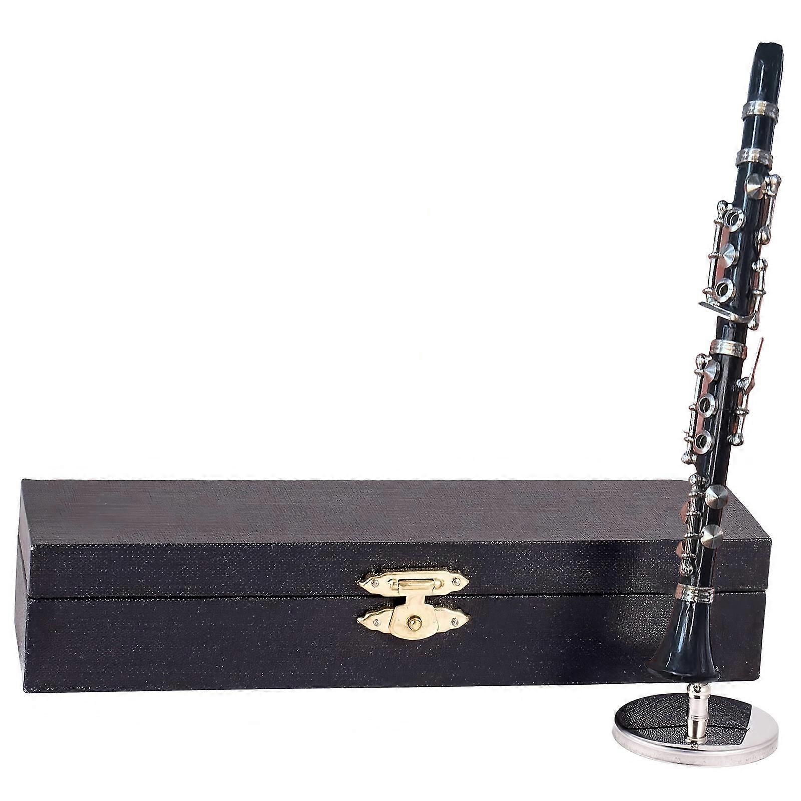 Miniature Clarinet Model with Stand and Case Gold Plated Clarinet Replicas Model Musical Instrument Decoration Enduring Multicolor