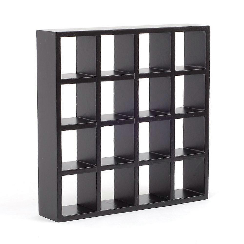 Dolls House Black 16 Cube Shelf Unit Room Divider Modern Display Furniture 1:12