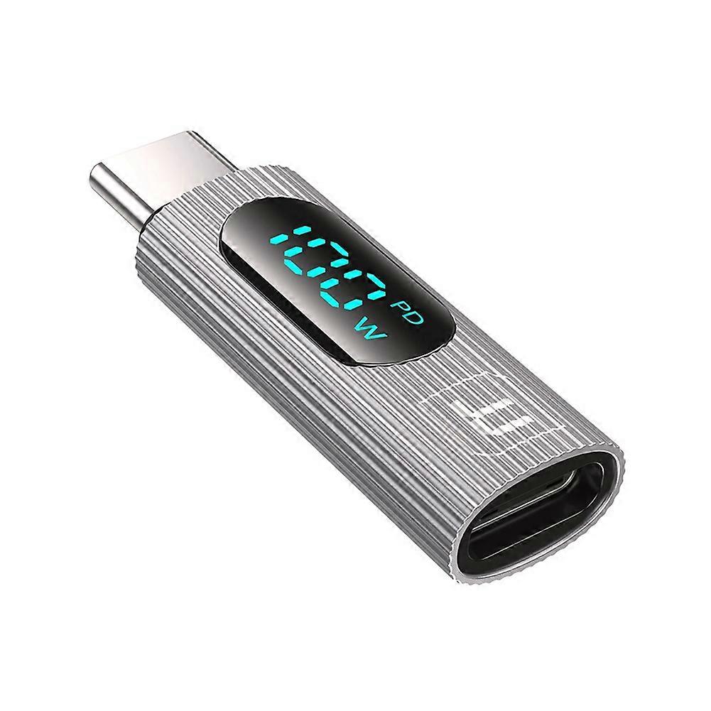 TOOCKI USB C Adapter 100W Type C Power Meter Tester with Digital Display for MacBook,IPad Pro,IPhone 15 Silver