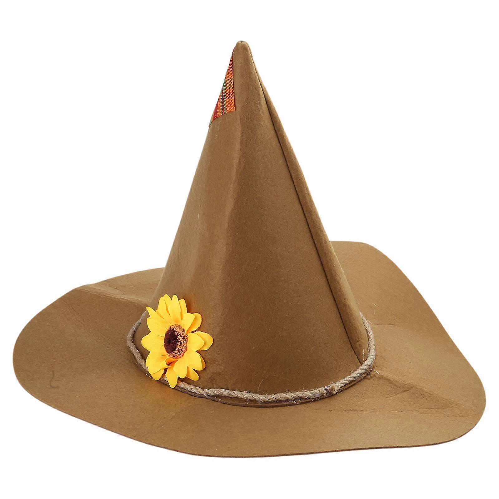 כובע דחליל ליל כל הקדושים כובע מכשפה למבוגרים כובע קוסם כובע כובע ליל כל הקדושים כובע ליל כל הקדושים ראש השנה תחפושת דחליל ליל כל הקדושים תחפושת חום בהיר scarecro