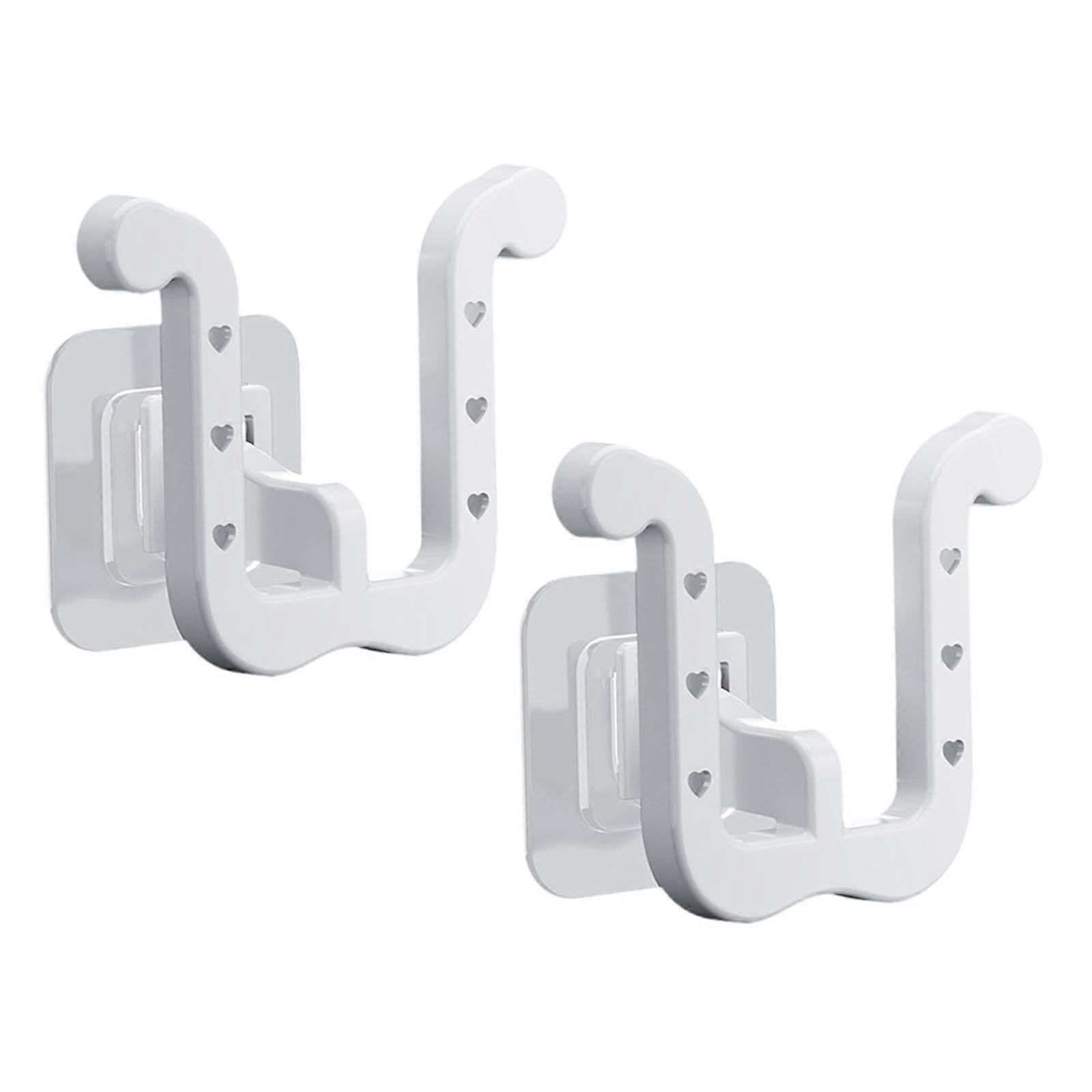 2 Pack Wall Mounted Shoe Rack with Hooks Space Saving UShaped Organizer for Bathroom, White