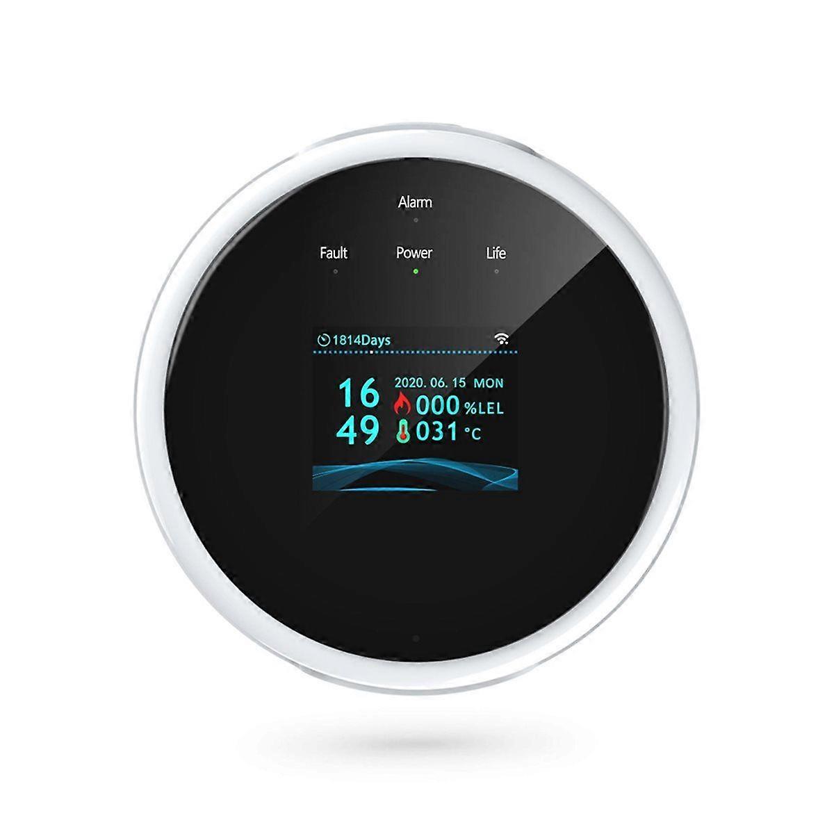 Tuya Wifi Gas Leak Detector Combustible Gas Alarm Color Screen Display Temperature for Kitchen Villa