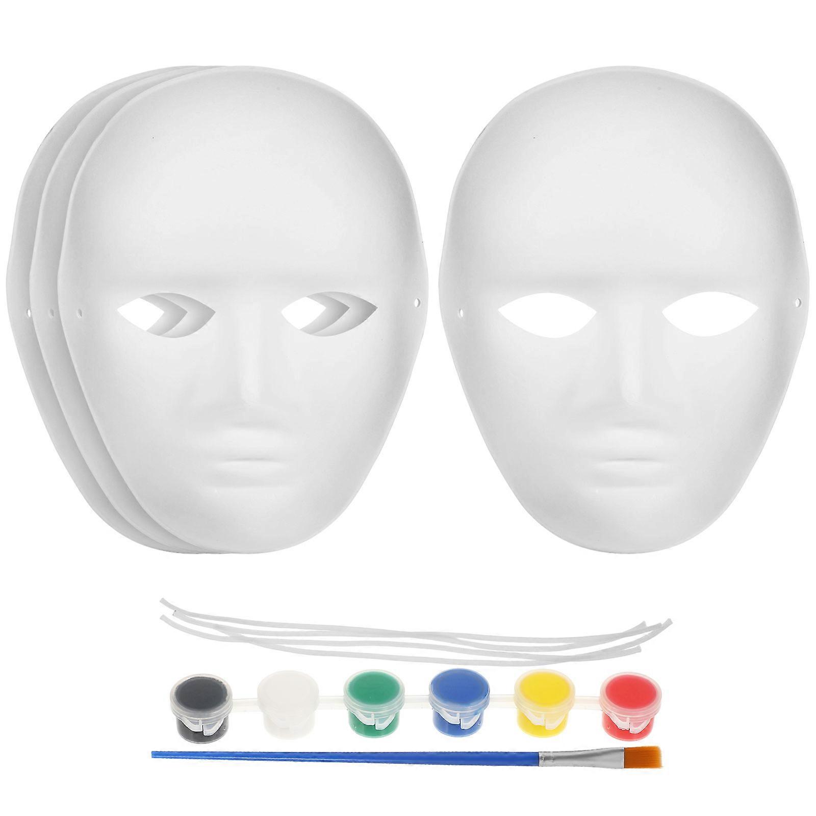 Diy Paintable Mask White Paper Pulp Crafts Sturdy After Drying For Masquerade Art Projects 4Masks