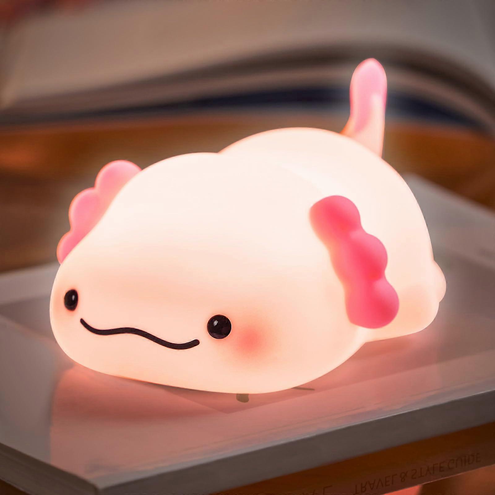 Axolotl Night Light for Kids with Touch Control, Adjustable Brightness, Rechargeable Silicone Lamp