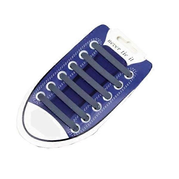 Lazy tieless shoelaces - Silicone elastic rubber - 6 pairs of holes - Gray gray one size