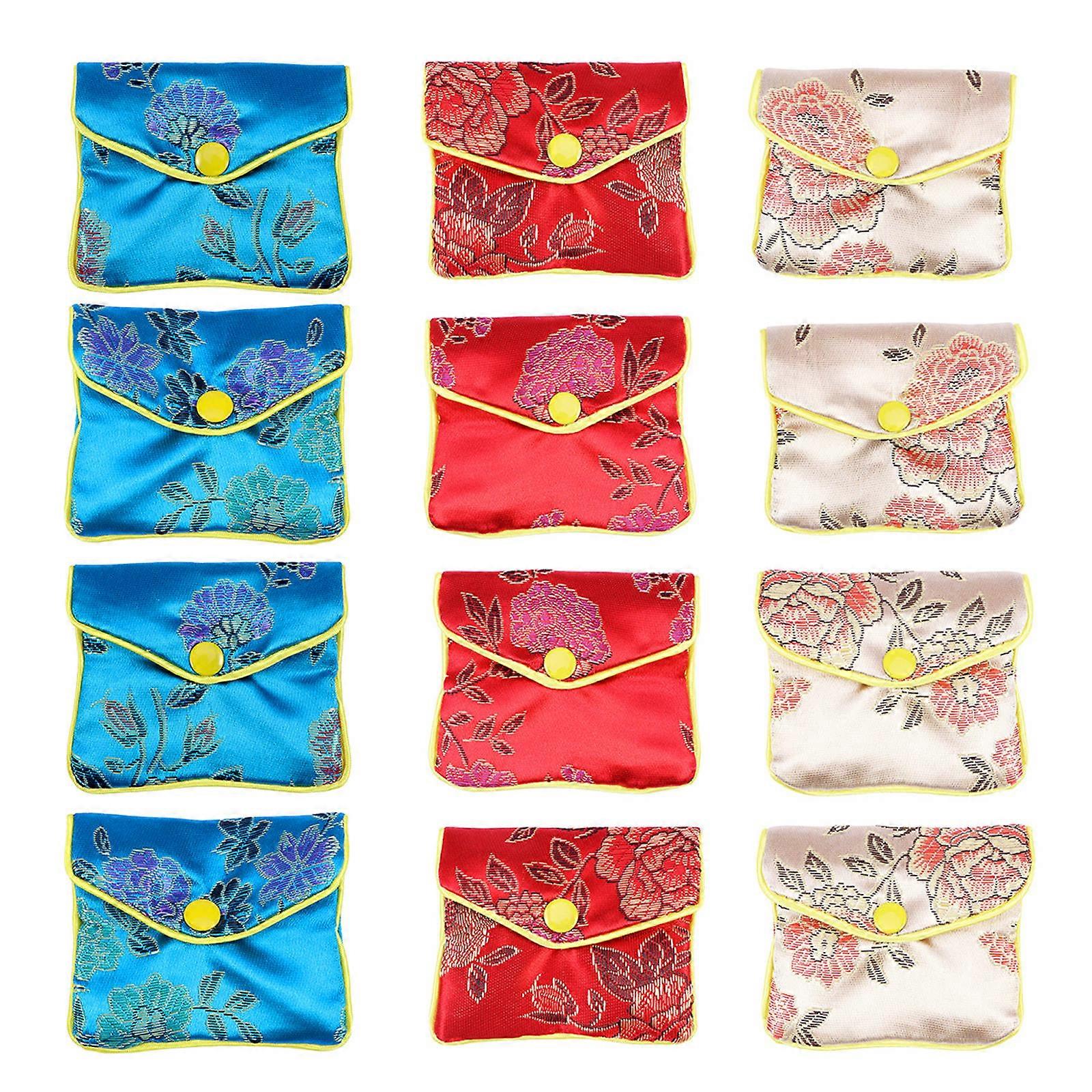 Drawstring Jewelry Bag Brocade Pouch for Small Items 2Pcs Nuolux
