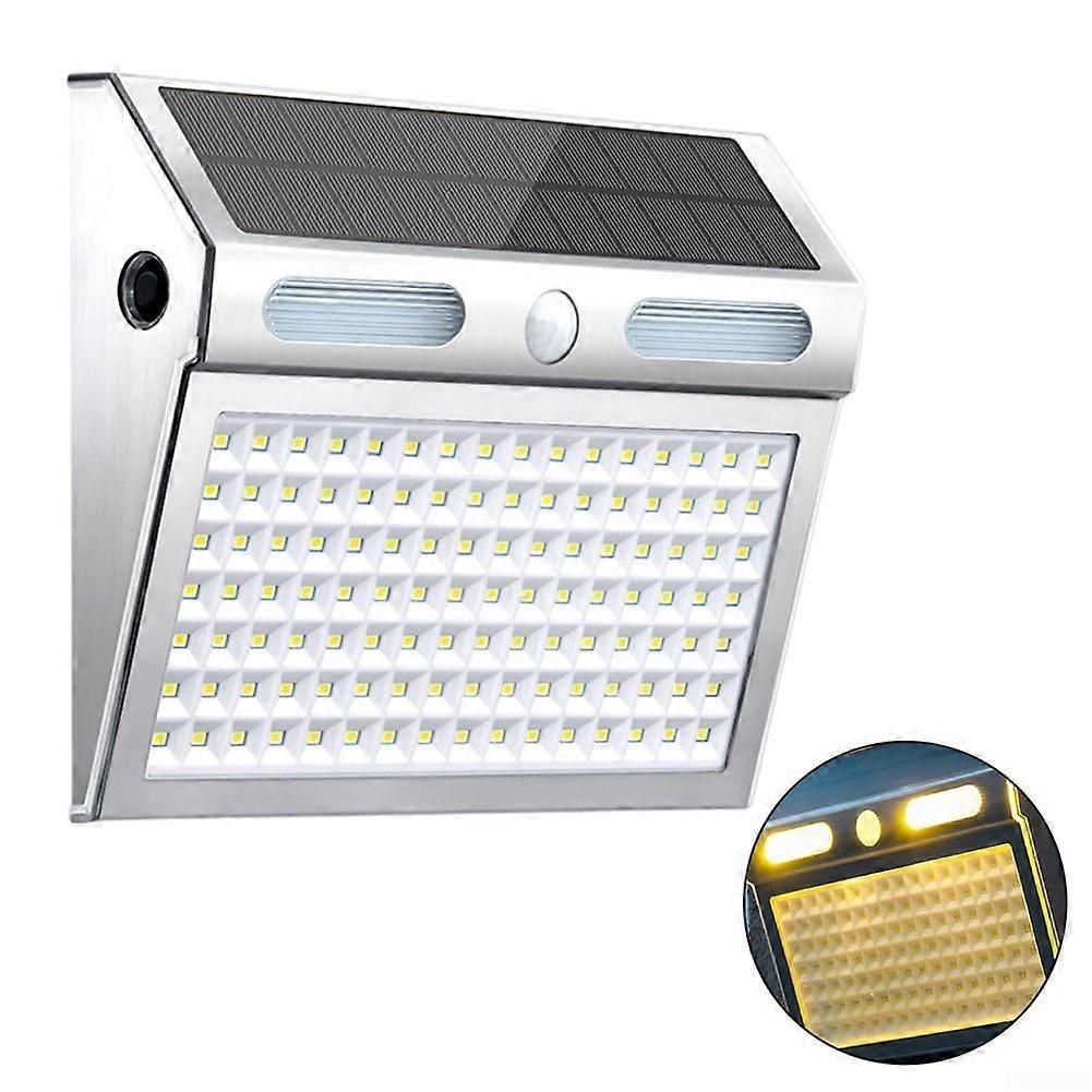 112 LEDs Solar Powered Outdoor Light With Intelligent Motion Sensor For Security And Visibility Warm Light