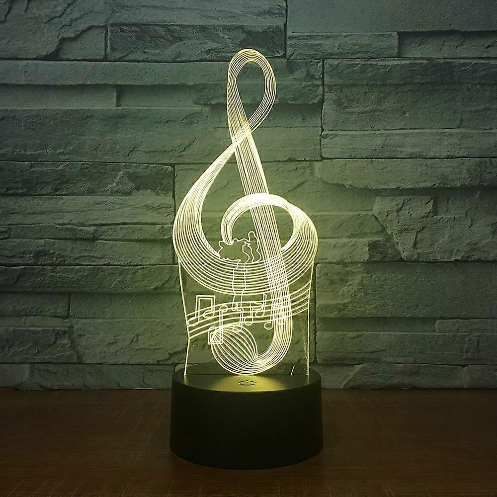 Music Note 3D Night Light with Touch Control, 7Color LED Table Lamp USB or Battery Powered